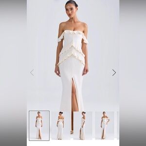 Oh Polly Cream Ruffle Maxi Dress